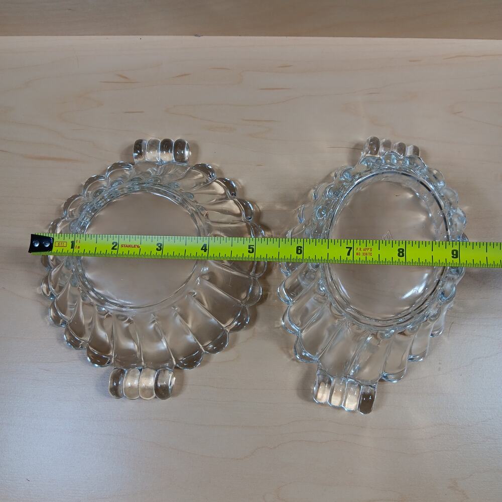 Vintage Heisey Clear Glass Mayonnaise and Pickle bowls Curled Handles - Picture 7 of 11